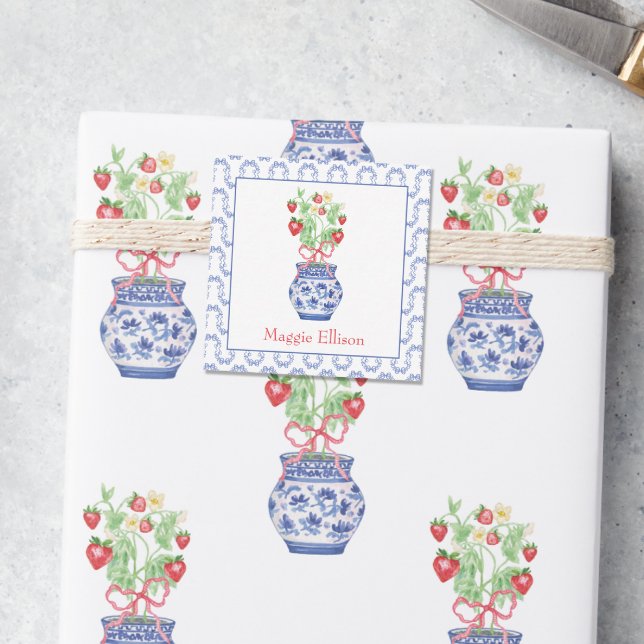 Cartão De Notas Receptáculo de doação da Chinoiserie Vase Red Stra (Criador carregado)