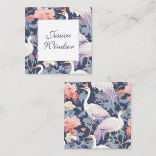 Cartão De Notas Receptáculo Floral Egret de Marinho Chinoiserie