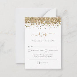Cartão De Notas Receptáculo RSVP de Casamento de Script de Glitter