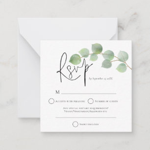 Cartão De Notas Receptáculos RSVP de Casamentos Eucalyptus Moderno