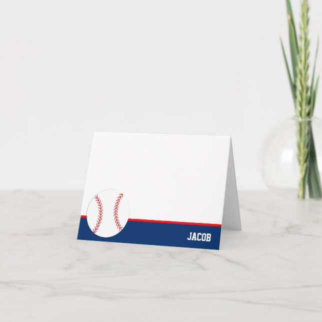 Cartão De Notas Red Blue Baseball Personalized Folded (Frente)