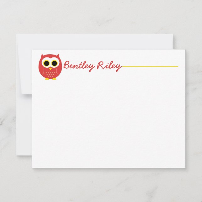 Cartão De Notas Red Owl Flat Notecard (Frente)