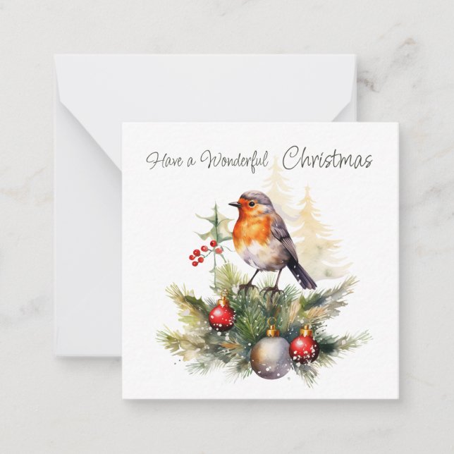 Cartão De Notas Red Robin Pine Christmas Enclosure Card (Frente)