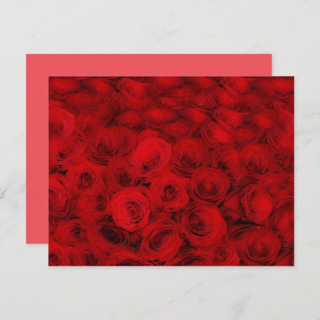 Cartão De Notas Red Roses Flower Art Bouquet Note Card Set (Frente/Verso)
