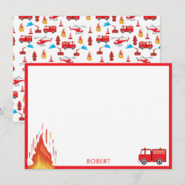 Cartão De Notas Red Transport Fire Engine Brigs