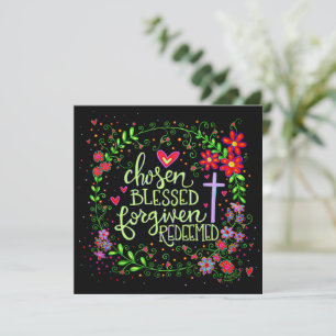 Cartão De Notas Redimido Escolhido Floral Páscoa Religioso Bonito