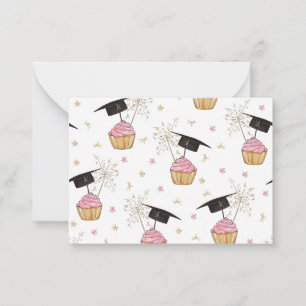 Cartão De Notas Reparador de Boné de formatura Rosa de Graduação