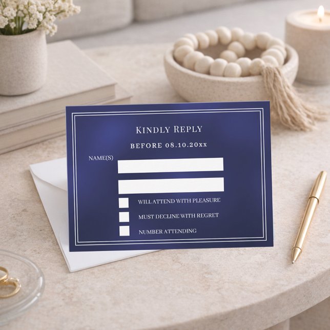 Cartão De Notas Resposta de casamento azul marinho RSVP (Criador carregado)