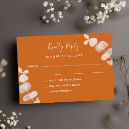 Cartão De Notas Resposta de casamento do eucalipto laranja queimad