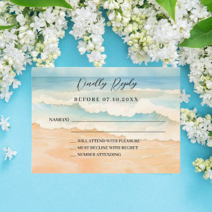 Cartão De Notas Resposta de casamento em praia RSVP