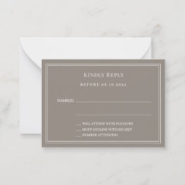 Cartão De Notas Resposta RSVP de casamento marfim taupe