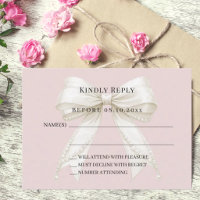 Resposta RSVP laço de marfim rosa poeira