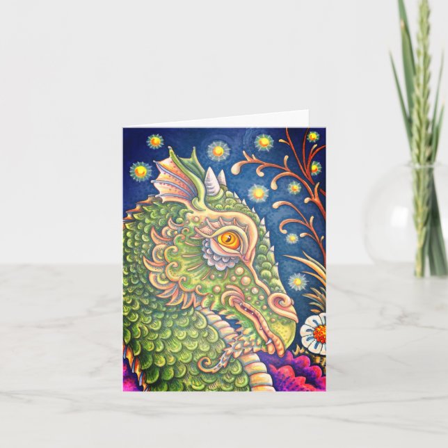 CARTÃO DE NOTAS RETRATO DE CABEÇA DO DRAGÃO MEDIEVAL, FANTASIA WHI (Frente)