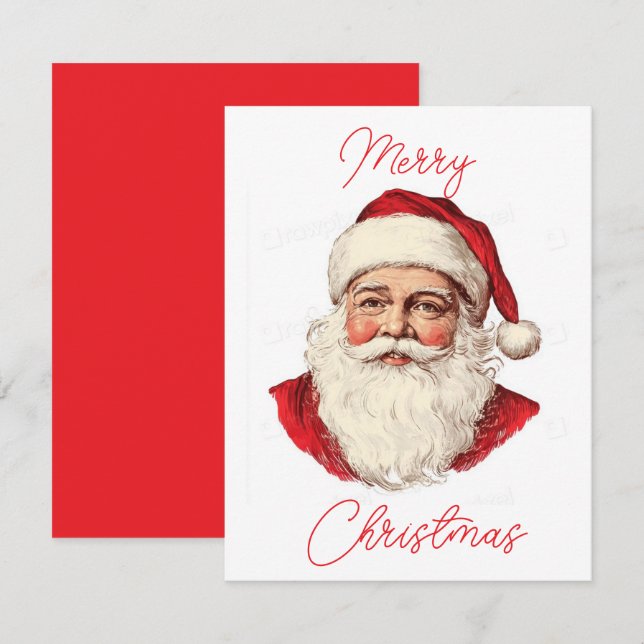 Cartão De Notas Retrato de Papai Noel (Frente/Verso)