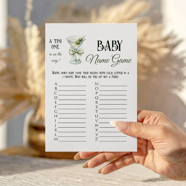 Cartão De Notas Retro A Tini One Martini Baby Shower Name Game (Criador carregado)