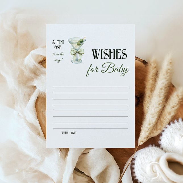 Cartão De Notas Retro A Tini One Martini Baby Shower Wishes (Criador carregado)