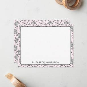 Cartão De Notas Retro Disco Ball Pink Patterly Girly