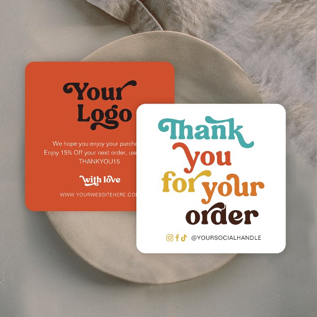 Cartão De Notas Retro Pastels Pequenas Empresas Obrigado por encom (Criador carregado)