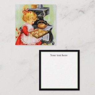 Cartão De Notas retro vintage baking girl adiciona texto