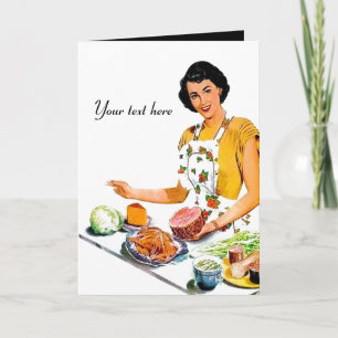 Cartão De Notas retro vintage cozinhar Lady add sentiment