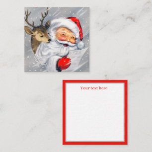 Cartão De Notas retro vintage Papais noeis Reindeer adicionar text