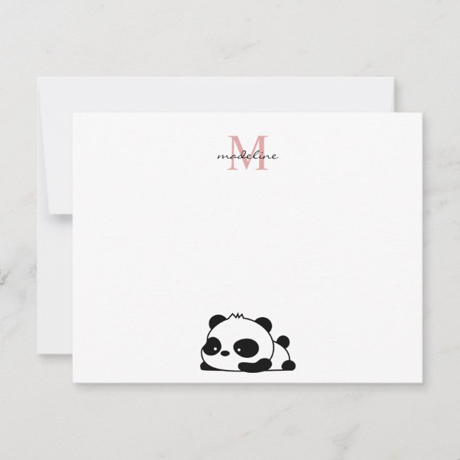 Cartão De Notas Ró Rolo de Panda Script Rosa Monograma (Frente)