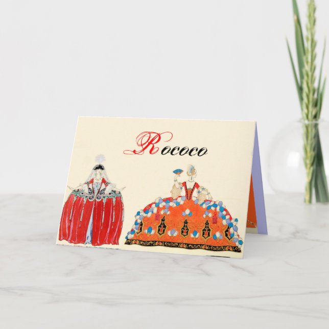 CARTÃO DE NOTAS ROCOCO LADIES FASHION COSTUME DESIGNER MONOGRAM (Frente)