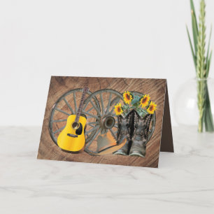 Cartão De Notas Roda Ocidental Guitar Guitarra Botas de Girassol