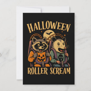 Cartão De Notas Rolo de Halloween Grita Guaxinim e Gambá