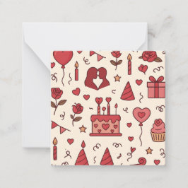 Cartão De Notas Romantic Celebration Doodle Pattern