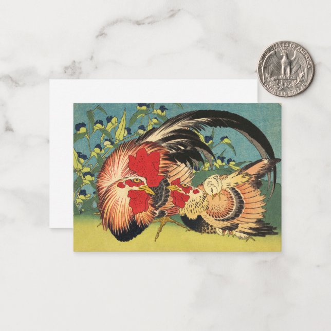 Cartão De Notas Rooster Family Fine Art (Frente/Verso In Situ)
