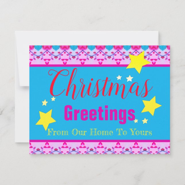 Cartão De Notas Rosa Brilhante Com Azul (Frente)