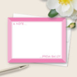 Cartão De Notas Rosa Chiclete 2-Tons Fofo Menina<br><div class="desc">Este design apresenta uma moldura com duas tonalidades com espaço para o seu texto pessoal na parte superior e inferior. Clique no botão personalizar se desejar mover/dimensionar as imagens e modificar ainda mais o texto! Variações deste design, cores adicionais, bem como produtos coordenados estão disponíveis em nossa loja, zazzle.com/store/doodlelulu. Entre...</div>