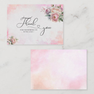 Cartão De Notas Rosa claro Flores de Aquarela chá de fraldas obrig