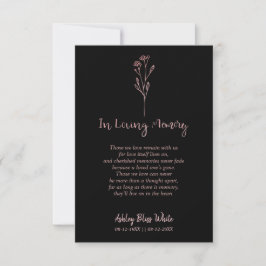Cartão De Notas Rosa De Trendy Funeral Dourado Para Lembrar Dos Ca
