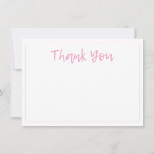 Cartão De Notas Rosa e Branco Elegante Manuscrito 
