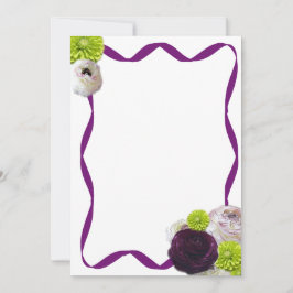 Cartão De Notas Rosa e Papel de carta de fita púrpura