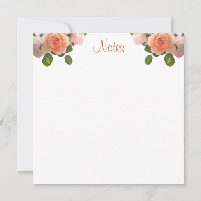 Cartão De Notas Rosa Floral Floral de Leitura de Leitura com Scrip (Frente)