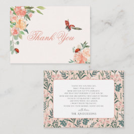 Cartão De Notas Rosa Lady Ladybug Chá de fraldas Obrigado