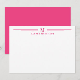 Cartão De Notas Rosa Simples Duas Bordas Minimalista