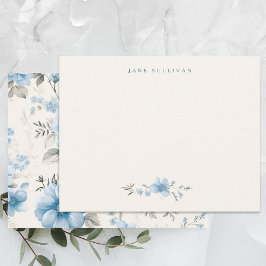 Cartão De Notas Rosas Azuis de Pastel Leve Artística