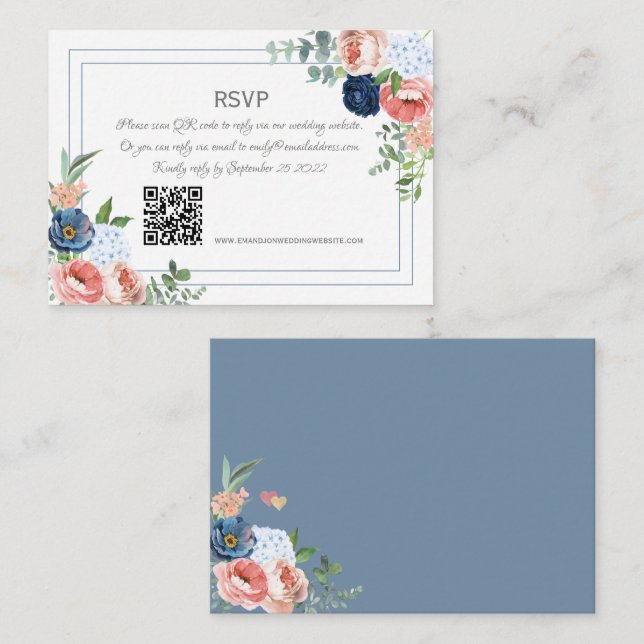 Cartão De Notas Rosas azuis e azuis (Frente/Verso)