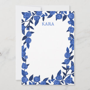 Cartão De Notas Rosas Azuis Personalizados Obrigado Stationer Pers