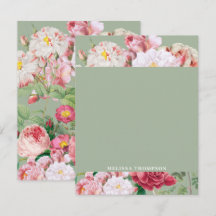 Rosas Botânicos Vintage Verde e Rosa