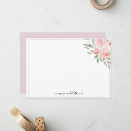 Cartão De Notas Rosas cor de blush elegantes e personalizadas com