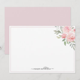 Cartão De Notas Rosas cor de blush elegantes e personalizadas com