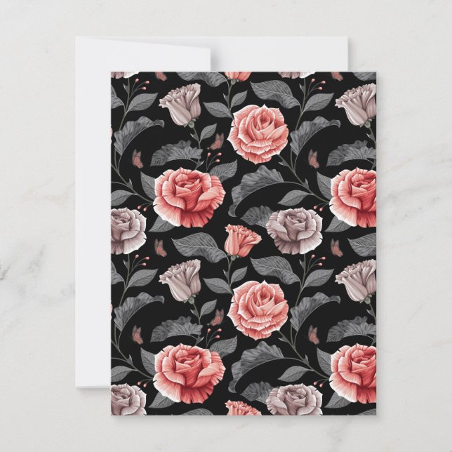 Cartão De Notas Rosas de aquarela 15 (Frente)