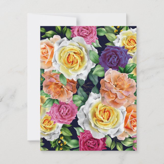 Cartão De Notas Rosas de aquarela 29 (Frente)