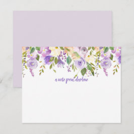 Cartão De Notas Rosas de Aquarela de Lavanda e púrpura |