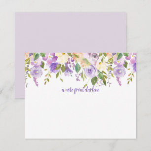 Cartão De Notas Rosas de Aquarela de Lavanda e púrpura